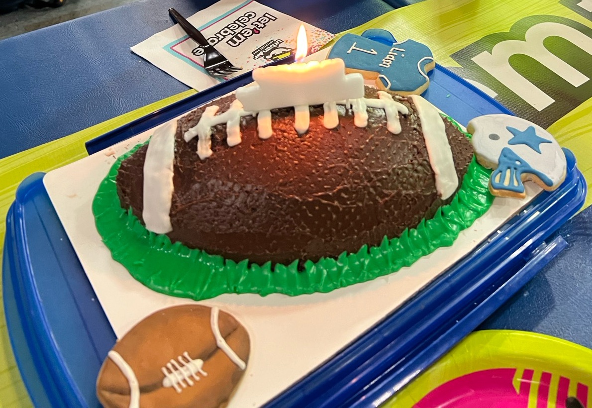 Football cake with cookies